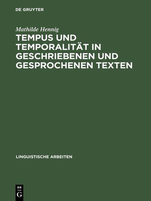 cover image of Tempus und Temporalität in geschriebenen und gesprochenen Texten
